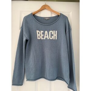Coastal Knit Beach Graphic Oversize Sweater